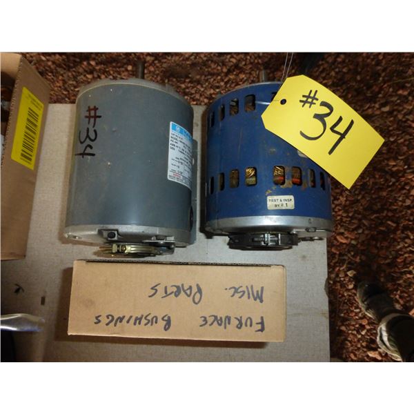 2 Fractional HP Motors (Furnace) Furnace Squirrel Cage Bushing and Misc. Parts