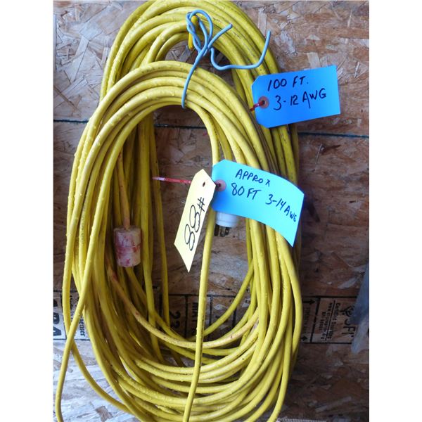Ext. Cords 3 - 14 AWG 80' and 3 - 12 AWG 100'