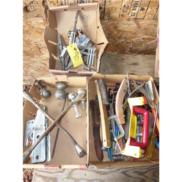 Qty of Hand Tools, Trailer Balls, Gear Pullers, Trailer Hitch, and Wheel Wrench