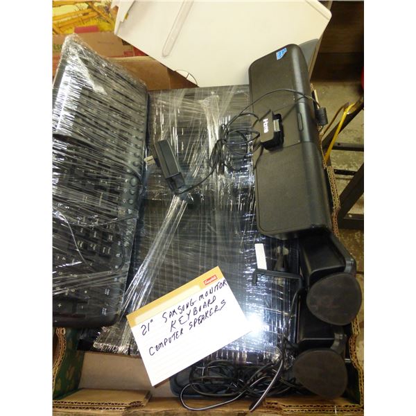 Computer Monitor, Keyboard, and Speakers