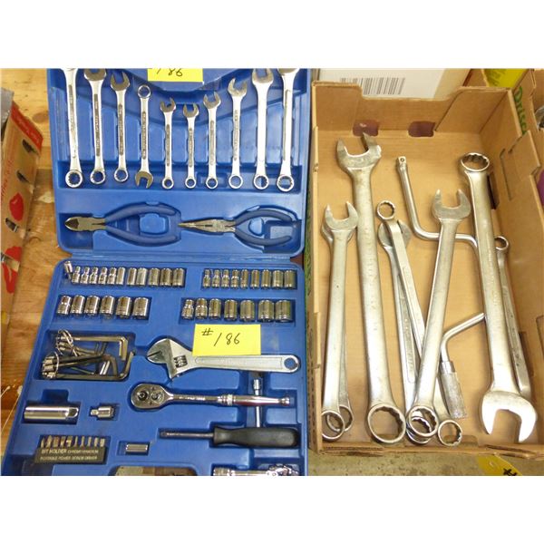 Various Wrenches and Wrench and Socket Set