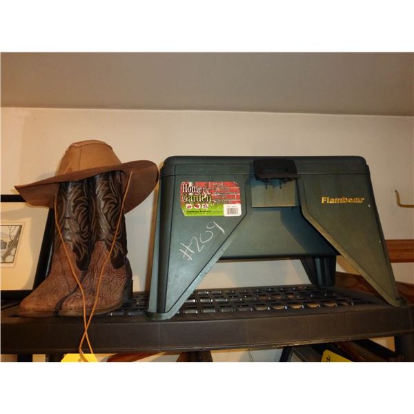 Cowboy Boots and Garden Stand-n-Store Stool