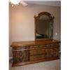 Image 1 : Dresser with Mirror and Matching Night Table, 78" Long