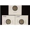 Image 1 : 1923, 1930 & 1944 SILVER MERCURY DIMES