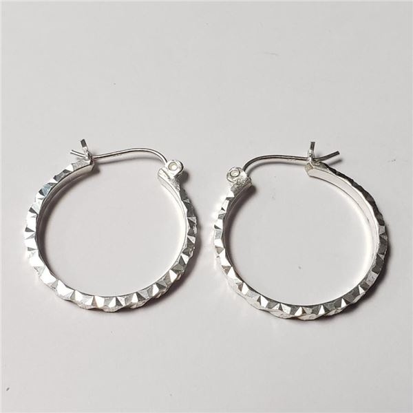 Silver Hoop Earrings (~Size )(Ring is resizable for $40) (~length inches), Suggested Retail Value $2