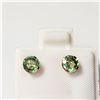 Image 1 : 10K Yellow Gold Fancy Green Sapphire(1.2ct) Earrings (~Size )(Ring is resizable for $40) (~length in