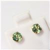 Image 2 : 10K Yellow Gold Fancy Green Sapphire(1.2ct) Earrings (~Size )(Ring is resizable for $40) (~length in