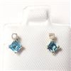 Image 1 : 10K Yellow Gold Blue Topaz(0.44ct) Diamond(0.06ct) Earrings (~Size ) (~length inches), Made in Canad