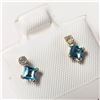 Image 2 : 10K Yellow Gold Blue Topaz(0.44ct) Diamond(0.06ct) Earrings (~Size ) (~length inches), Made in Canad