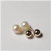 Image 2 : 10K Yellow Gold Fresh Water Pearl 2In1 Reversible Earrings (~Size )(Ring is resizable for $40) (~len