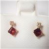 Image 1 : 10K Yellow Gold Garnet(0.4ct) Diamond(0.06ct) Earrings (~Size )(Ring is resizable for $40) (~length 