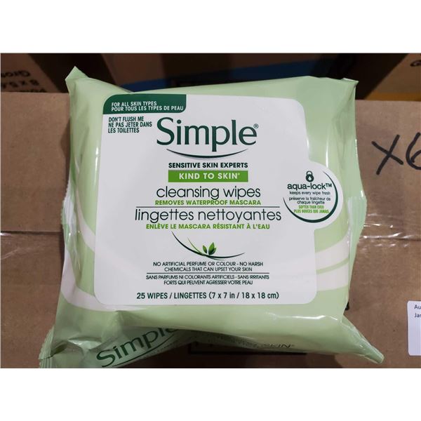 Simple Sensitive Skin Cleansing Wipes 6X 25 wipes