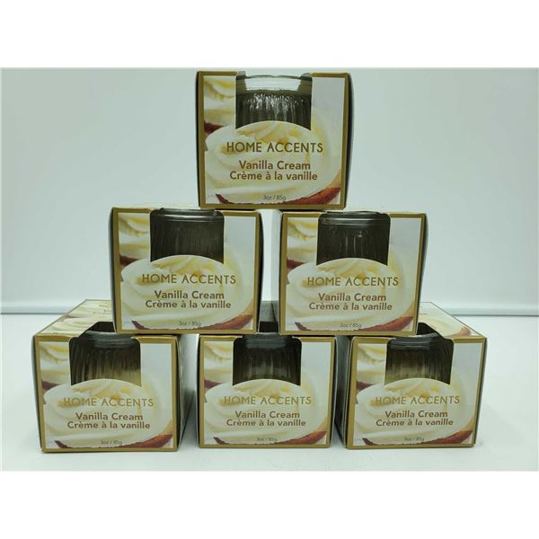 Home Accents Vanilla Cream Scented Candles 6x candles - 16 hour Burn time per candle