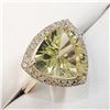 Image 2 : 10K Yellow Gold Lemon Quartz(4ct) Diamonds(0.27Ct,I1-I3,G-I) 27 Side Diamonds Ring (~Size 6.75)(~wei