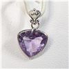 Image 1 : 14K White Gold Amethyst(1.8ct) Triangle Shaped Pendant (~weight 0.55g), Made in Canada, Appraised Re