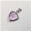 Image 2 : 14K White Gold Amethyst(1.8ct) Triangle Shaped Pendant (~weight 0.55g), Made in Canada, Appraised Re