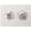 Image 1 : 14K White Gold Diamonds(0.18Ct,I1-I2,F-G) Mother Of Pearl(0.7ct) With Removable Flower Jackets, Stud