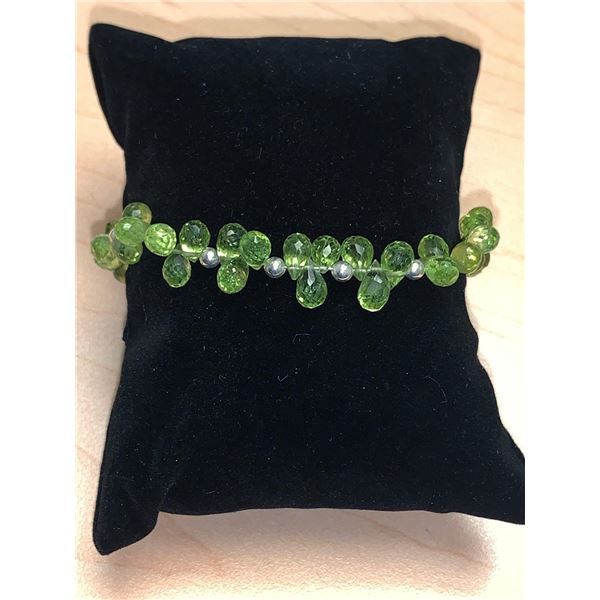 Natural  Briolette 15 Carat Peridot Ladies .925 Silver Bracelet with Appraisal $1,200.00