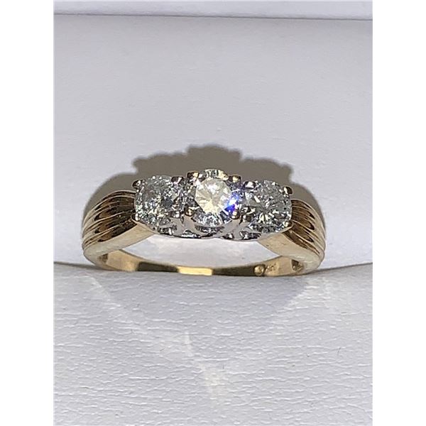 Ladies 14K Gold Stamped Triple Diamond 1.24 CARAT Solitaire Anniversary Ring with Appraisal $9,600.0