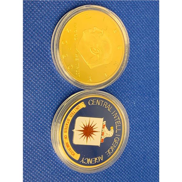 LOT of 2 - 2020 USA President Donald Trump & Central Intelligence Agency Commemorative Coins