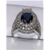 Image 2 : Blue Sapphire Ladies Oval Cut 1.2 Carat Solitaire Cluster Anniversary Ring size 7