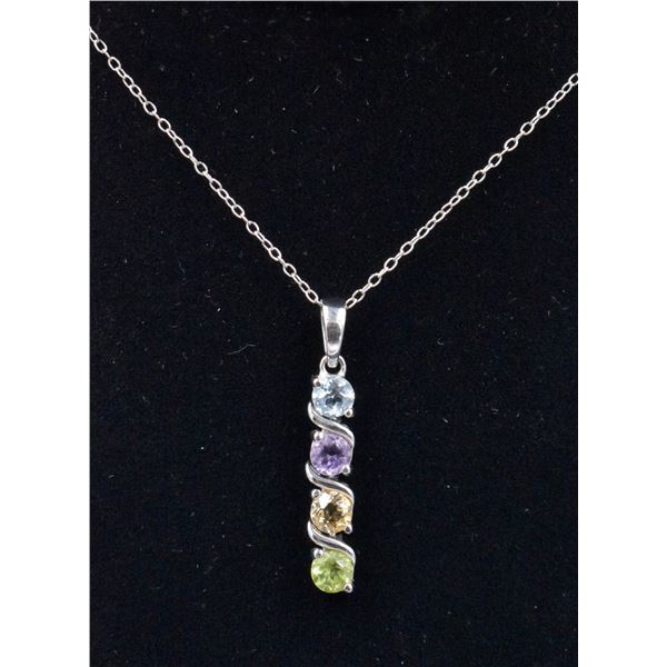 #367-GENUINE PERIDOT,CITRINE,TOPAZ, PENDANT NECKLA