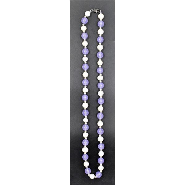 #109-FRESH WATER PEARL& PURPLE JADE NECKLACE