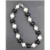 Image 1 : #147- FRESH WATER PEARL& BLACK AGATE BRACELET