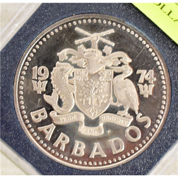 1974 BARBADOS 2 DOLLAR COIN