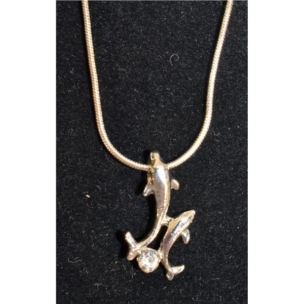 925 STERLING SILVER CHAIN WITH DOLPHINS PENDANT