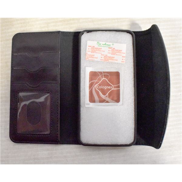 NEW BLACK LEATHERETTE CELL PHONE WALLET CASE