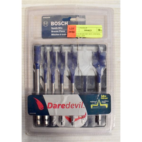 BOSCH SPADE BIT SET, UNUSED, MISSING 1 BIT