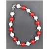 Image 1 : #144- FRESH WATER PEARL& RED JADE  BRACELET