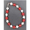 #144- FRESH WATER PEARL& RED JADE  BRACELET