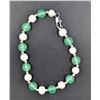 Image 1 : #137- FRESH WATER PEARL& GREEN JADE  BRACELET