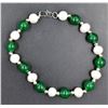 #140- FRESH WATER PEARL& GREEN EMERALD  BRACELET