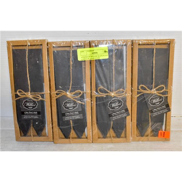 4 PACKS OF WILLOW SLATE PLANT LABELS W. SOAP STONE