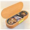 Image 1 : SOLID OAK JEWELRY CASE INCLUDES POCKET KNIFE, PINS