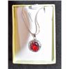 Image 1 : RUBY RED CZ PENDANT ON A SILVER CHAIN