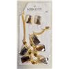 Image 1 : BROWN RHINESTONE NECKLACE & EARRING SET