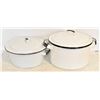 Image 1 : 2 ENAMEL WARE POTS WHITE WITH LIDS