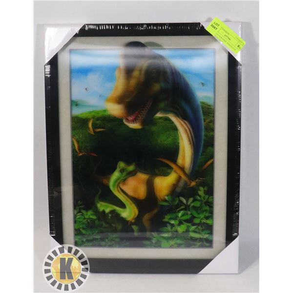 NEW HOLOGRAPHIC DINOSAUR FRAMED PICTURE