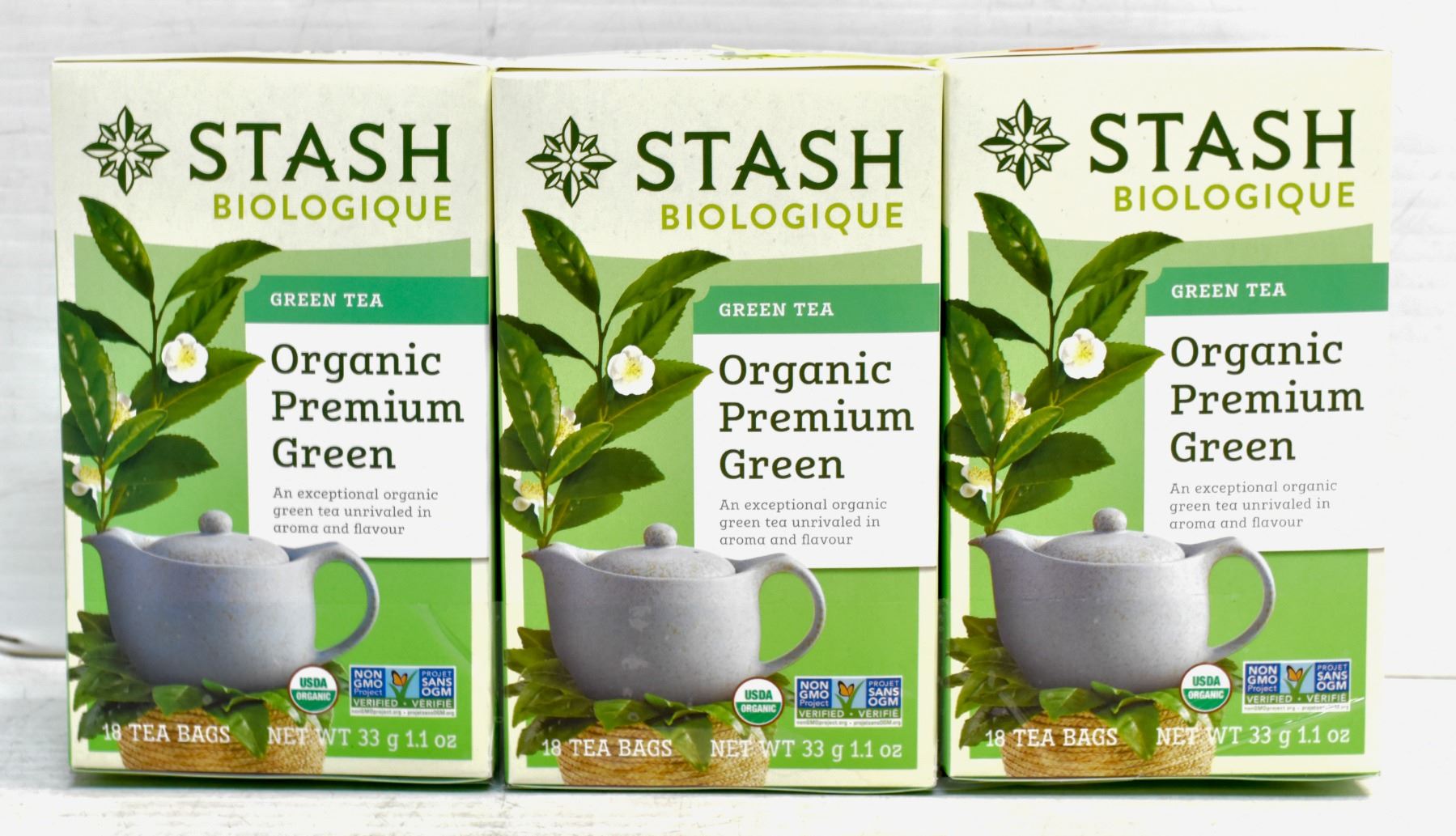 Green Tea Stack STASH ORGANIC PREMIUM GREEN TEA, 3 BOXES