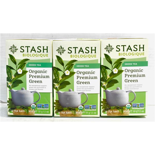 STASH ORGANIC PREMIUM GREEN TEA, 3 BOXES