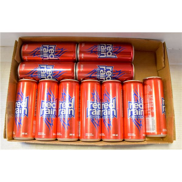 FLAT OF 11 CANS OF RED RAIN ENERGY DRINK 355ML