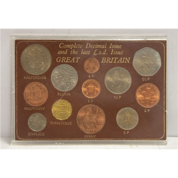 OLD GREAT BRITAIN 12 COIN SET IN HOLDER