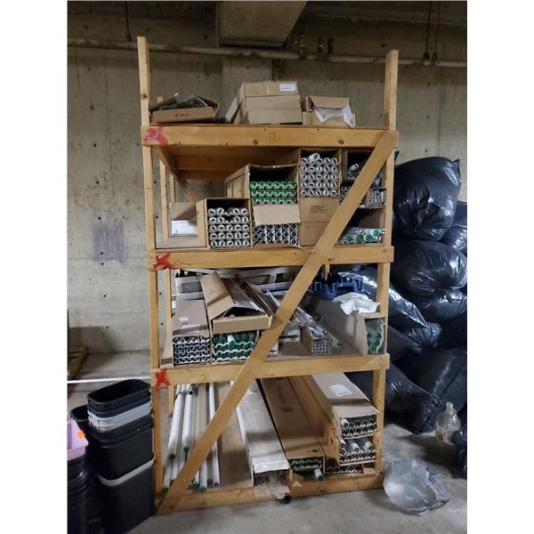 LARGE WOOD RACK AND LIGHTING