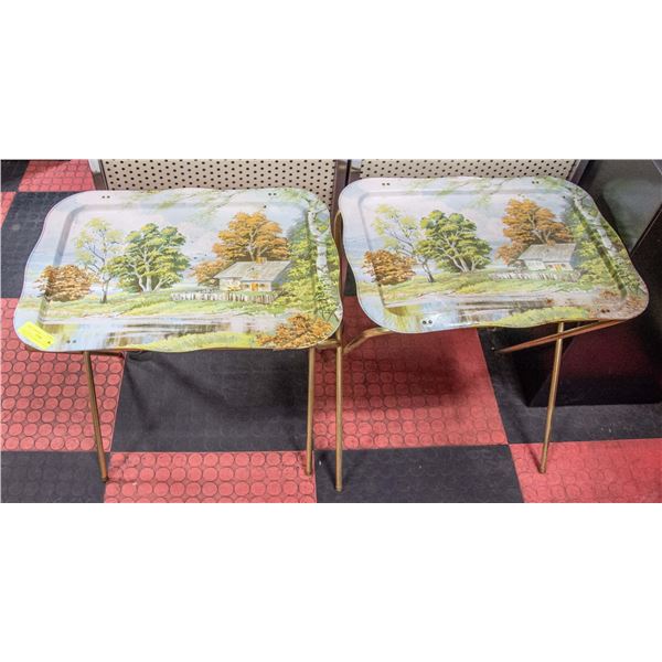 PAIR OF VINTAGE METAL FOLDING TV TRAYS