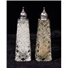 Image 1 : CUT GLASS SALT + PEPPER SHAKERS 5" TALL