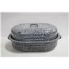 Image 1 : ANTIQUE GREY SPECKLED LARGE ROASTER WITH LID